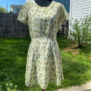 Vintage Jacklyn Smith Classics 90’s Green Neutral Floral Skater Dress
